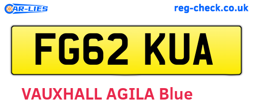 FG62KUA are the vehicle registration plates.