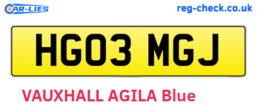HG03MGJ are the vehicle registration plates.
