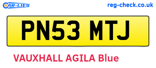 PN53MTJ are the vehicle registration plates.