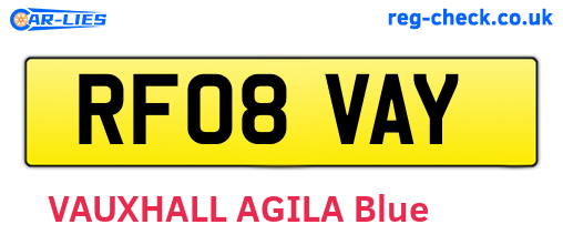 RF08VAY are the vehicle registration plates.