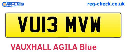 VU13MVW are the vehicle registration plates.