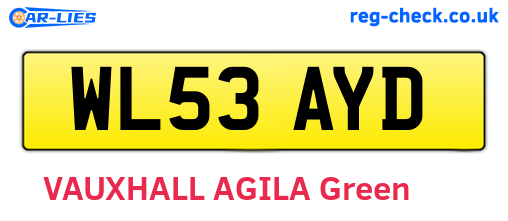WL53AYD are the vehicle registration plates.