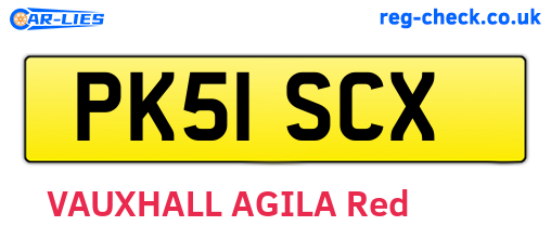 PK51SCX are the vehicle registration plates.
