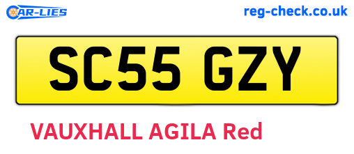 SC55GZY are the vehicle registration plates.