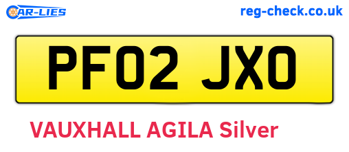 PF02JXO are the vehicle registration plates.