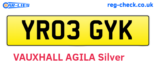 YR03GYK are the vehicle registration plates.