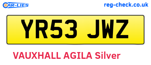 YR53JWZ are the vehicle registration plates.