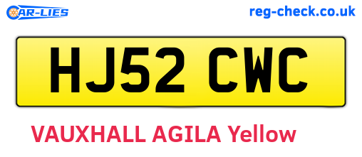 HJ52CWC are the vehicle registration plates.