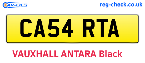 CA54RTA are the vehicle registration plates.