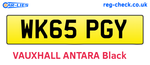 WK65PGY are the vehicle registration plates.