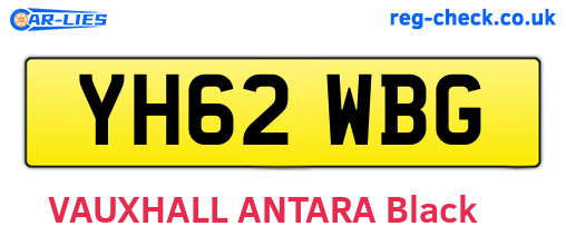 YH62WBG are the vehicle registration plates.