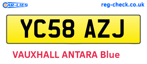 YC58AZJ are the vehicle registration plates.