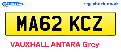MA62KCZ are the vehicle registration plates.