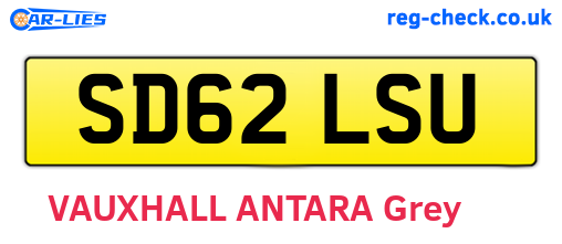 SD62LSU are the vehicle registration plates.