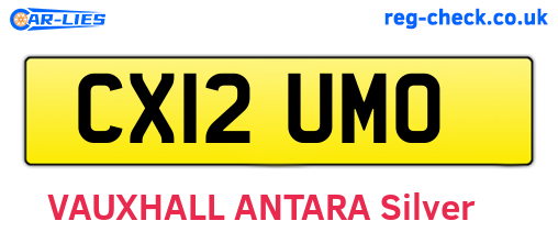 CX12UMO are the vehicle registration plates.