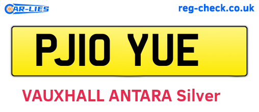PJ10YUE are the vehicle registration plates.