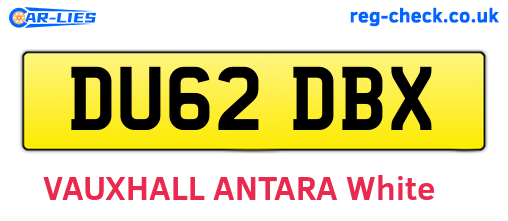 DU62DBX are the vehicle registration plates.