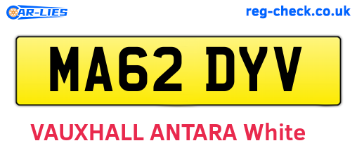 MA62DYV are the vehicle registration plates.
