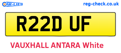 R22DUF are the vehicle registration plates.
