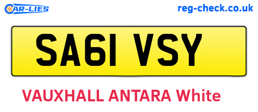 SA61VSY are the vehicle registration plates.