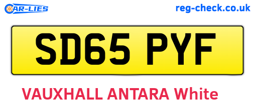 SD65PYF are the vehicle registration plates.