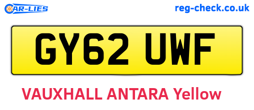 GY62UWF are the vehicle registration plates.