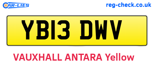 YB13DWV are the vehicle registration plates.