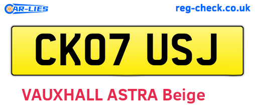 CK07USJ are the vehicle registration plates.
