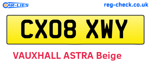 CX08XWY are the vehicle registration plates.