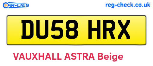 DU58HRX are the vehicle registration plates.