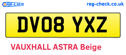 DV08YXZ are the vehicle registration plates.