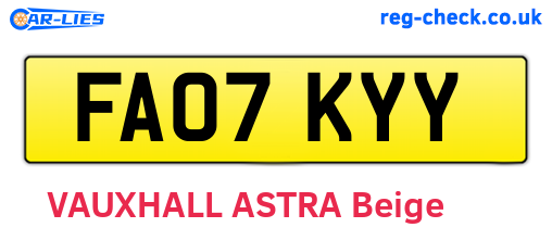 FA07KYY are the vehicle registration plates.