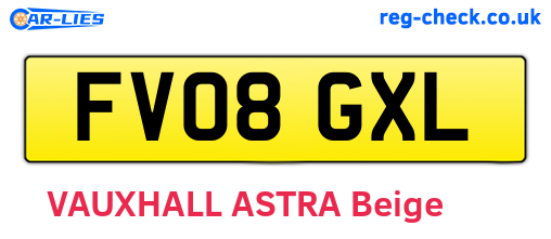 FV08GXL are the vehicle registration plates.