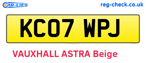 KC07WPJ are the vehicle registration plates.