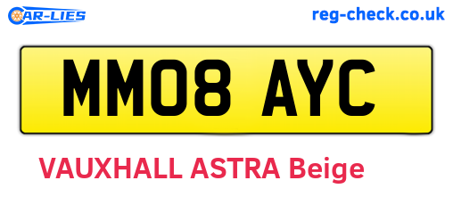 MM08AYC are the vehicle registration plates.