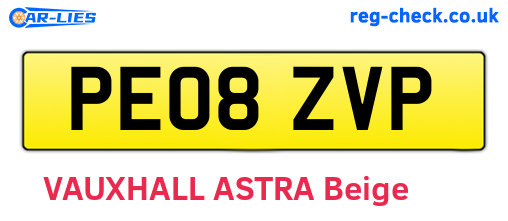 PE08ZVP are the vehicle registration plates.