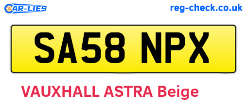 SA58NPX are the vehicle registration plates.
