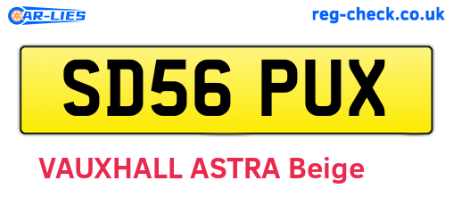 SD56PUX are the vehicle registration plates.