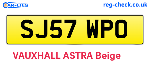 SJ57WPO are the vehicle registration plates.