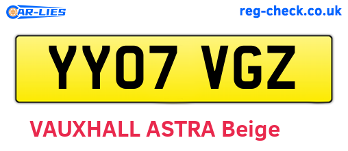 YY07VGZ are the vehicle registration plates.