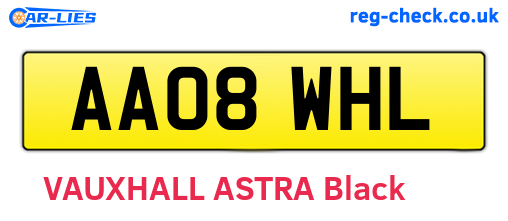 AA08WHL are the vehicle registration plates.