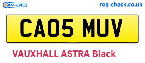 CA05MUV are the vehicle registration plates.