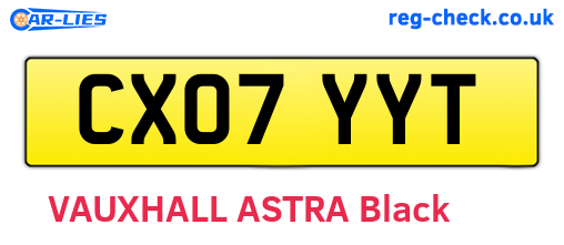 CX07YYT are the vehicle registration plates.