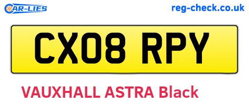 CX08RPY are the vehicle registration plates.