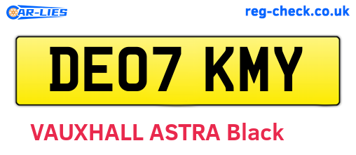 DE07KMY are the vehicle registration plates.
