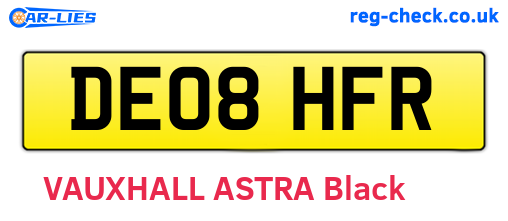 DE08HFR are the vehicle registration plates.