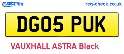 DG05PUK are the vehicle registration plates.