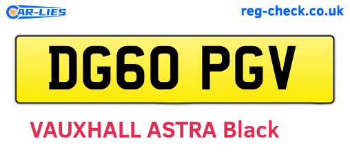 DG60PGV are the vehicle registration plates.