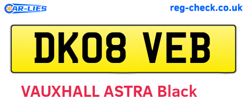 DK08VEB are the vehicle registration plates.