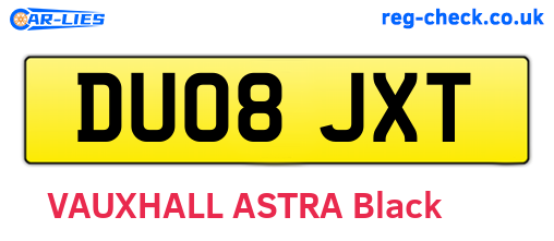 DU08JXT are the vehicle registration plates.